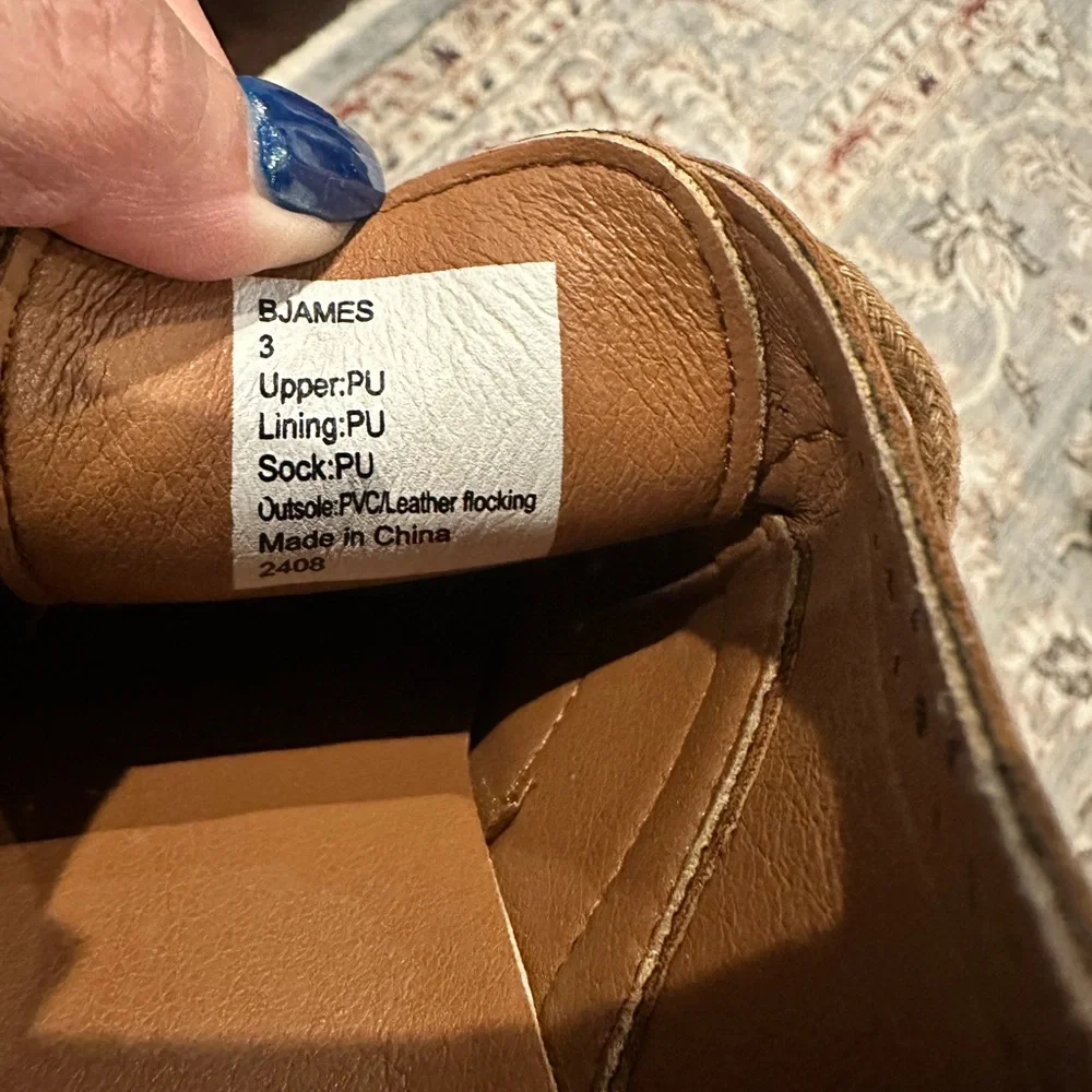 Steve Madden Boys BJAMES Cognac Wingtip Oxford Dress Shoes Size 3